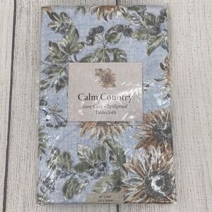 Benson Mills Calm Country Tablecloth 60x104 Blue Sunflowers Bluebirds Easy Care